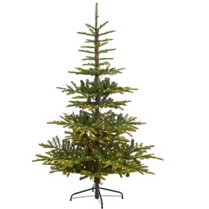 Nearly Natural 6-ft Layered Washington Spruce Artificial Christmas Tree with 350 Clear LED Lights and 705 Bendable Branches - 1 of 4