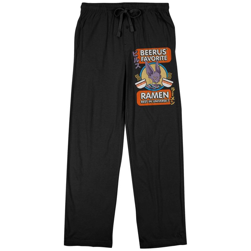 Dragon Ball Z Super Beerus Favorite Ramen Men's Black Sleep Pants, 1 of 4