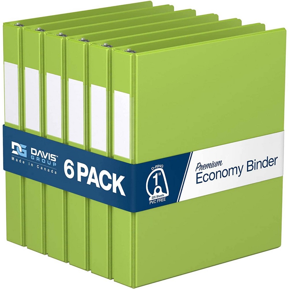 Photos - File Folder / Lever Arch File Davis Group 6pk 1" Premium Economy Angled D-Ring Binder Lime Green