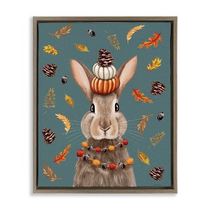 Stupell Industries Festive Autumnal Hare Black Framed Floater Canvas Wall Art - 1 of 4