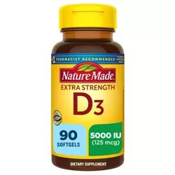 Nature Made Extra Strength Vitamin D3 5000 IU (125 mcg) Softgels - 90ct