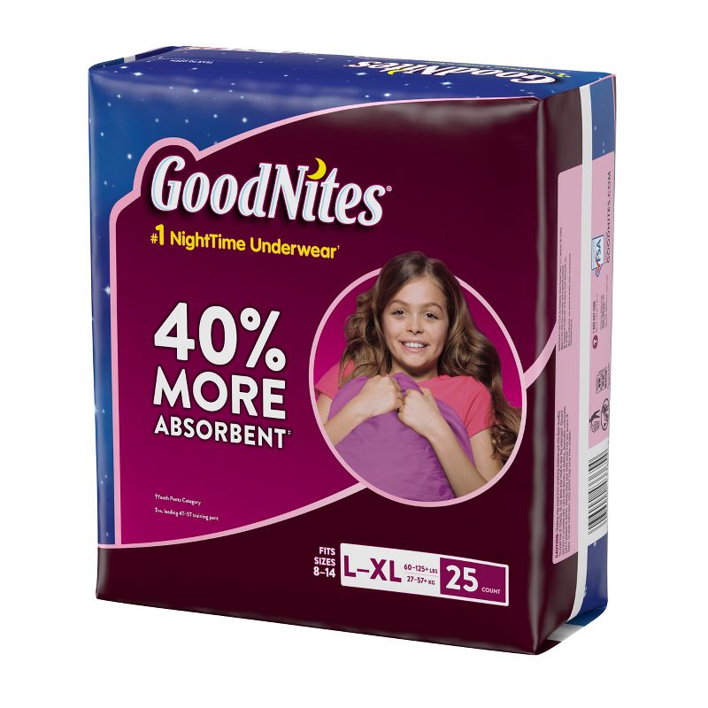 GoodNites Girls' Bedtime Pants Big Pack - Size L/XL (25ct), 3 of 6