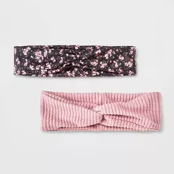Girls' 2pk Soft Headbands - art class™ Black/Pink