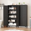 63 Inch Tall Storage Cabinet, 5 Tier Narrow Kitchen Pantry with Adjustable Shelves, Metal Legs, Farmhouse Bathroom Cabinet, Wooden Accent Cabinet - 4 of 4