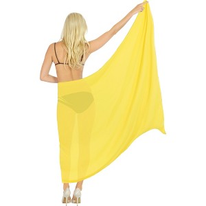 LA LEELA Women's Beachwear Summer Sarong Bathing Suit Bikini Wraps Beach Cover Up One Size Yellow Solid - 1 of 4
