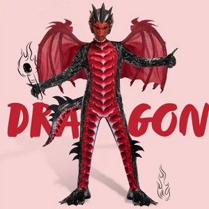 Joyfy Boys' Halloween Fierce Dragon Costume for Kids – Complete Winged Costume Set - 1 of 4