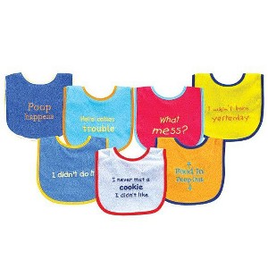 Luvable Friends Baby Boy Cotton Terry Drooler Bibs with PEVA Back 7pk, Blue Food, One Size - 1 of 1
