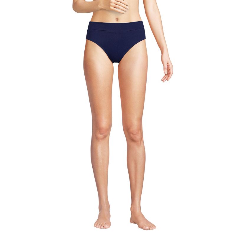 Lands' End Women's Chlorine Resistant Pinchless High Waisted Bikini Bottoms, 4 of 5