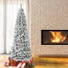 National Tree Company First Traditions 7.5' Unlit Slim Medium Flocked Acacia Hinged Artificial Christmas Tree: Indoor Corner Display - 2 of 3