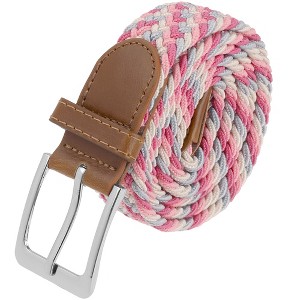INSPIRE CHIC Gender Neutral Braided Stretch Multicolored Elastic Woven Golf Jean Belts Waistband 1Pc - 1 of 4