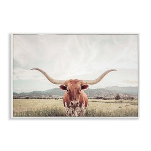 Stupell Industries Longhorn Portrait Open Meadow Framed Giclee Art - 1 of 4