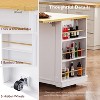 QingMoon Large Rolling Kitchen Island with Drop Leaf, Power Outlet, Storage Cart on 5 Wheels with 5 Open Side Racks, for Kitchen,Dining Room - 3 of 4