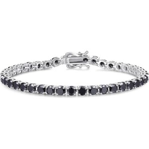 Sterling Silver Birthstone Tennis Bracelet, 4mm Wide 7.2 Inch Fine Jewelry for Wedding, Prom, Birthday Gift for Women - 1 of 4