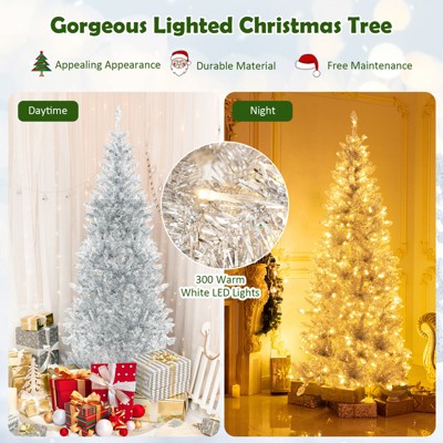 6 ft Pre-Lit White Pine Christmas Tree with Warm LED Lights