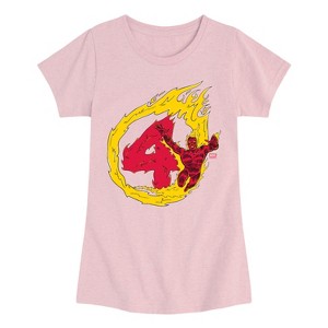 Girls' - Marvel - Fantastic Four Human Torch 4 Fitted Short Sleeve Graphic T-Shirt - 1 of 3