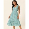 INSPIRE CHIC Women's Summer Boho Beach V Neck Sleeveless Floral Flowy Tiered Midi Dress with Pockets - 3 of 4