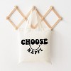 City Creek Prints Choose Happy Bold Smiley Face Canvas Tote Bag - 15x16 - Natural - 2 of 2