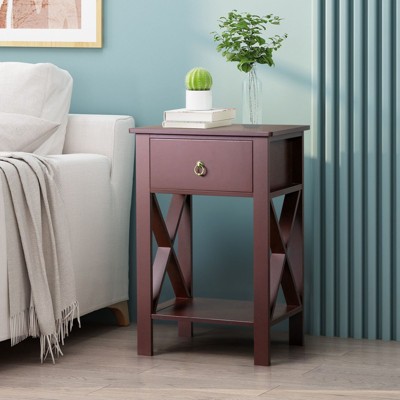 Karl Home 1-Drawer Brown MDF (Medium-Density Fiberboard) 15.75in. W Nightstands