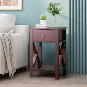 Karl Home 1-Drawer Brown MDF (Medium-Density Fiberboard) 15.75in. W Nightstands - 1 of 4