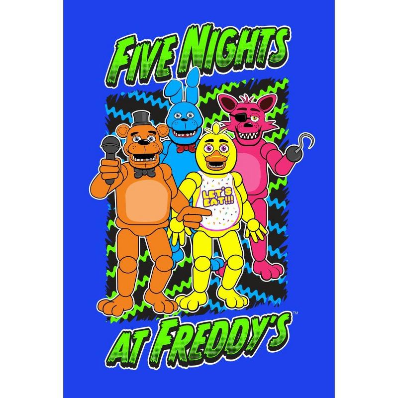 Five Nights at Freddy's Freddy Chicha And Foxy Boy's Royal Blue T-shirt, 2 of 4