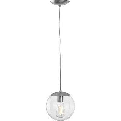 Matte Black Glass Globe Pendant Light with Nickel Accents
