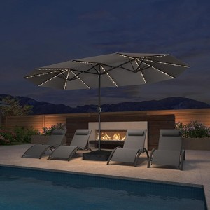 PURPLE LEAF 14ft Patio Market Umbrella and Base Double-Sided Rectangle Outdoor Table Sun Umbrellas with Crank - 1 of 1