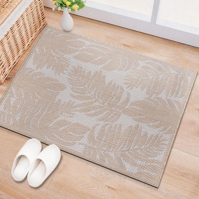 Natural Floral Synthetic Flat Woven 5' x 7' Area Rug