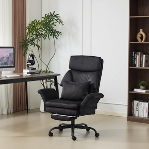 VINGLI Adult 100-130° Reclining Tall & Big Office Chair with Foot Rest & Adjustable Armrests, Ergonomic Comfy Wide-Seat Gamer Chair, Microfiber - 1 of 4
