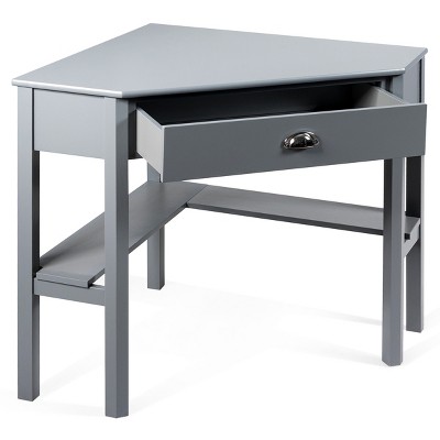 Costway Corner Computer Desk Laptop Writing Table Wood Workstation Home Office Furniture Gray