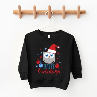 The Juniper Shop Happy Owlidays Toddler Graphic Sweatshirt