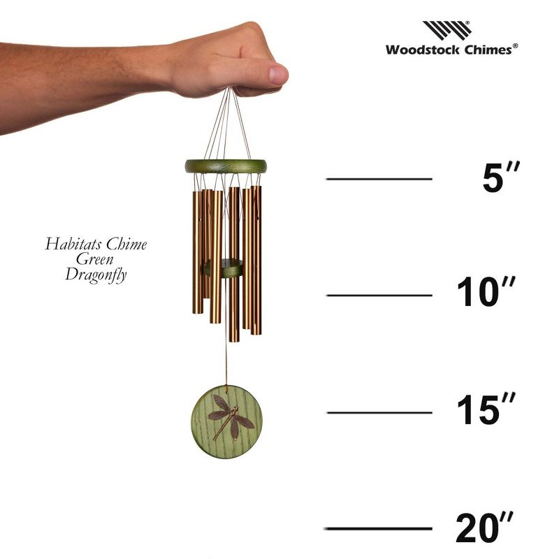 Woodstock Windchimes Habitats Chime Green, Dragonfly, Wind Chimes For Outside, Wind Chimes For Garden, Patio, and Outdoor Décor, 17"L, 5 of 9