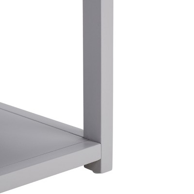 Contemporary Chic Grey Nightstand with Gold Pull and Shelf