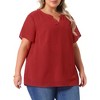 Agnes Orinda Women's Plus Size Pin Dots Notched V-Neck Dressy Trendy Fashion Casual Summer Blouses - 2 of 4