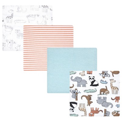 Hudson Baby Unisex Baby Cotton Flannel Receiving Blankets, Zoo Animals, One Size