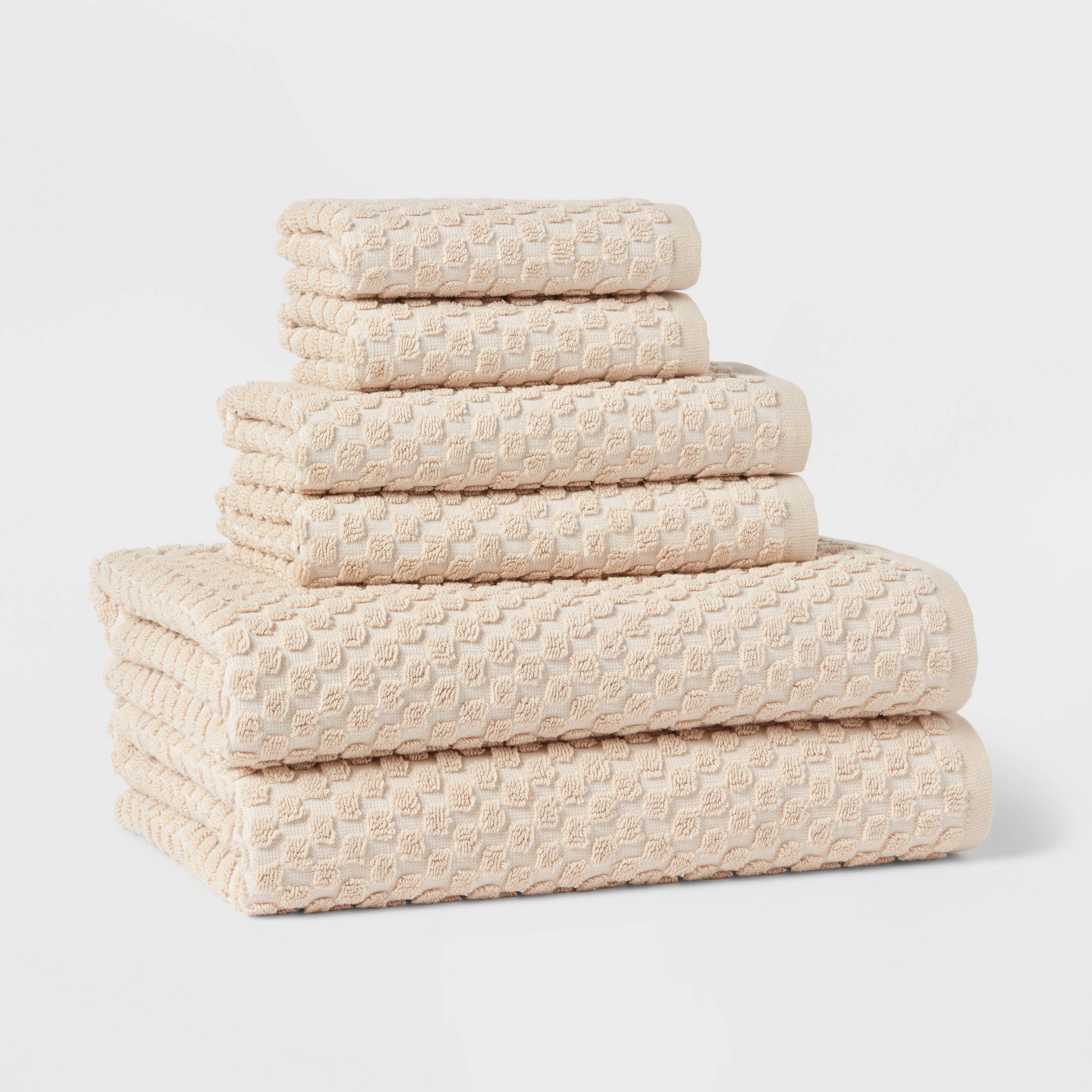 6pc Performance Plus Textured Dot Bath Towel Set Khaki - Threshold™