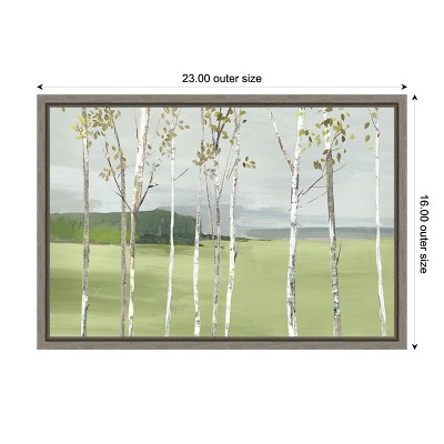 Birch Valley Landscape Canvas Print with Gray Frame