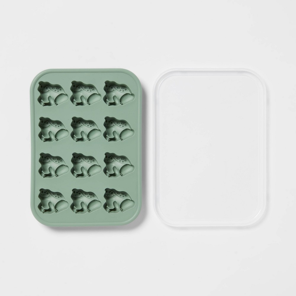 Silicone Novelty Ice Tray with Lid Green Frog - Room Essentialsâ„¢