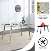 Gulches Modern Minimalist Rectangular Dining Table Tempered Glass Top Golden Metal Legs Kitchen Dining Living Room - 4 of 4