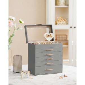 SONGMICS Jewelry Box with Glass Lid, 6-Layer Jewelry Organizer, 5 Drawers, for Sunglasses, Big Jewelry, Jewelry Storage - 1 of 4