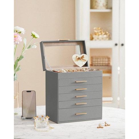 6 2024 Drawer Large Jewelry Box with Necklace Storage