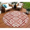 Red And Ivory Geometric Washable Indoor Outdoor Area Rug - 2 of 4