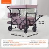 Wagon Stroller for 2 Kids, Push-Pull Collapsible Quad Stroller with Canopy, Adjustable Handle & Brake Wheels - 3 of 4