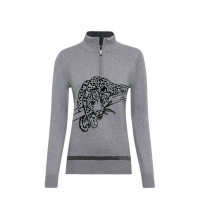 Women's LEOPARD INSTICT TROYER SWEATER - GOLFINO