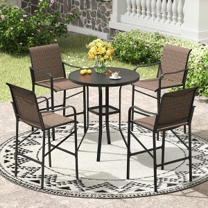Ridstar 3 Pieces Outdoor Patio Round Bar Table Set For Lawn & Garden, Black Tabletop - 1 of 2