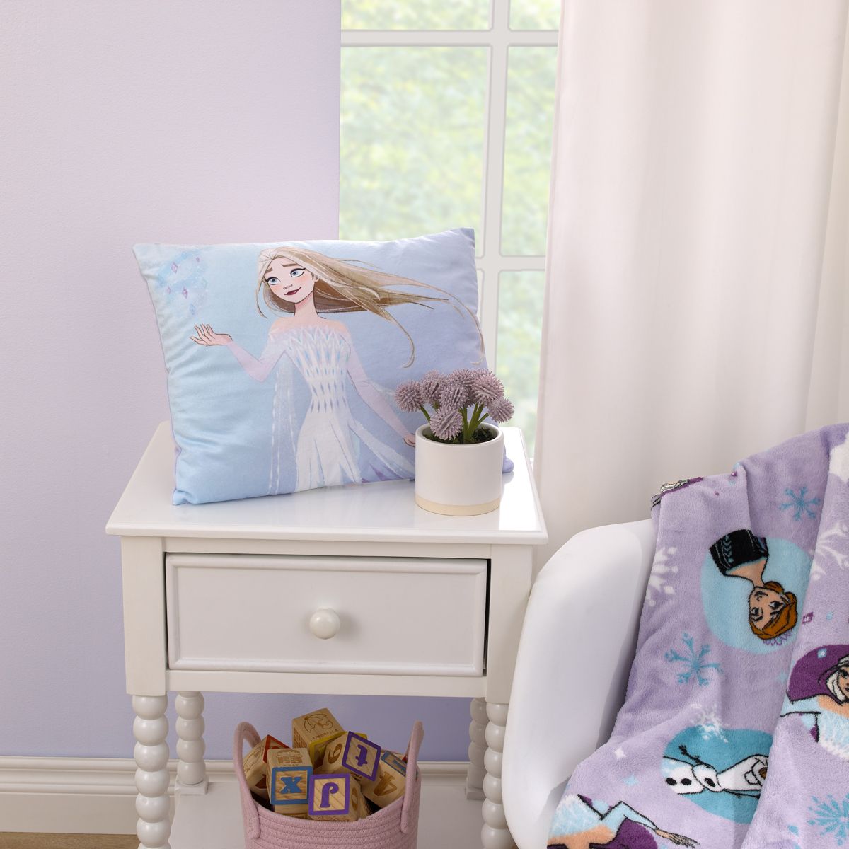 NoJo Disney Frozen Winter Cheer Lavender, Aqua and White Elsa Decorative Toddler Pillow - thumbnail 4