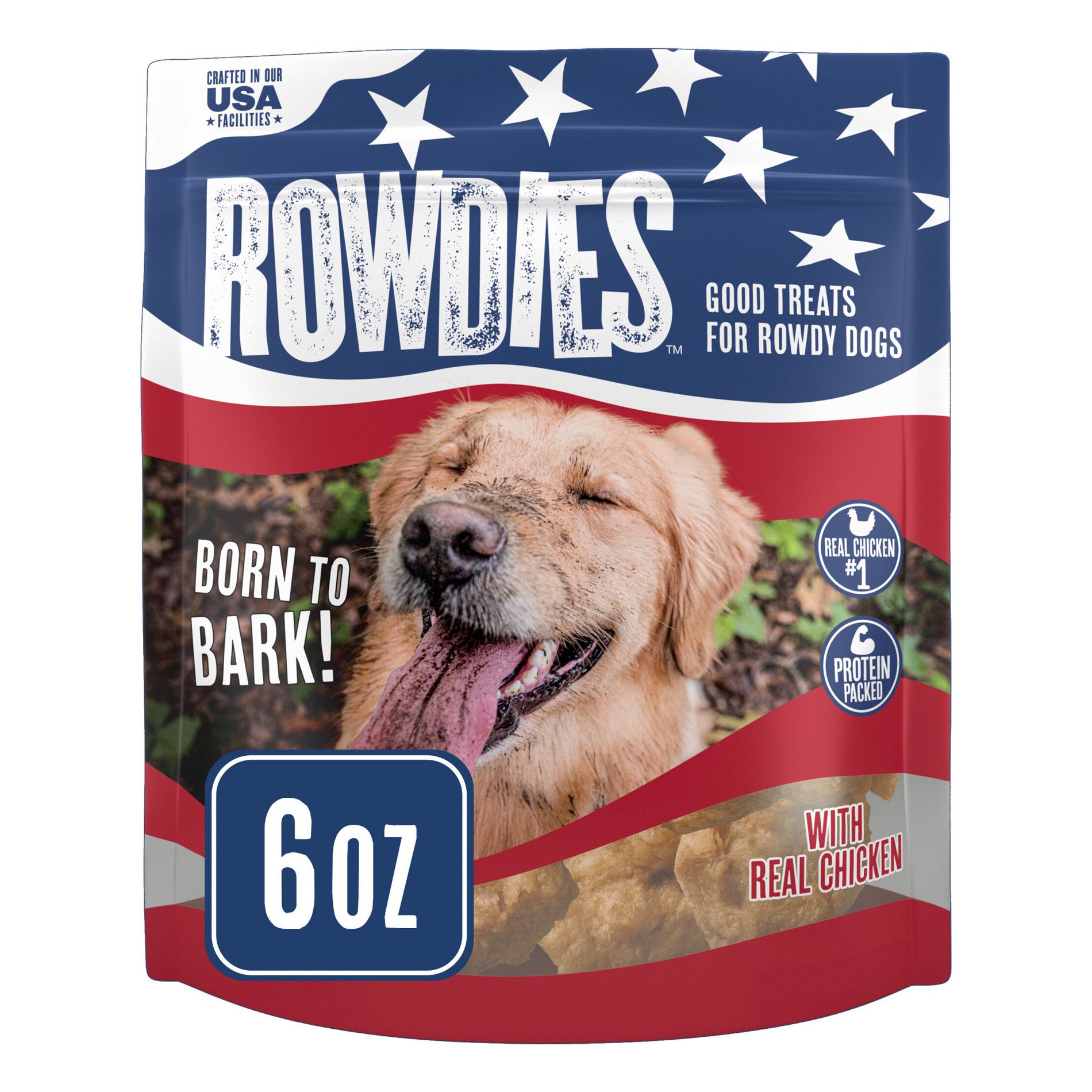 Rowdies Red White and Blue Chicken flavor Dog Chewy Treats - 6oz