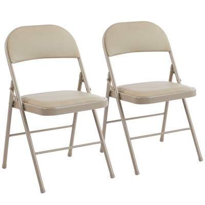 DOMETOUR Leather Padded Folding Chair Set, Sturdy Metal Foldable Chairs for Indoor Outdoor, Stackable Guest Chairs for Office Home Party