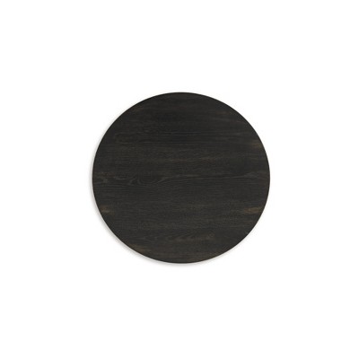 Black Round Geometric Base Wood End Table