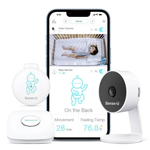Sense-u Smart Baby Monitor 3 + Video Monitor - Tracks Child's Body  Movement, Rollover & Temperature : Target