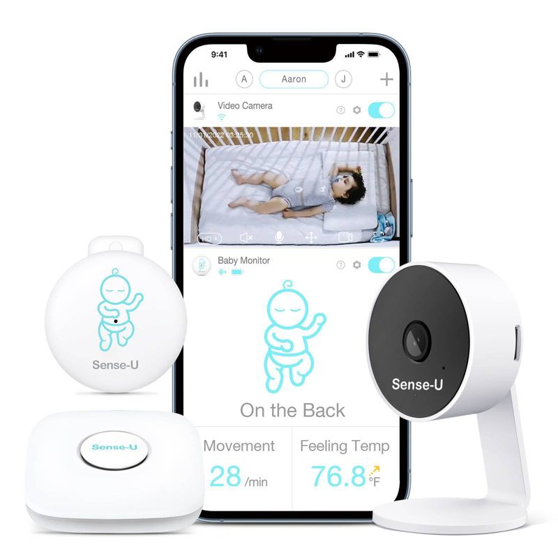 Sense-U Smart Baby Monitor 3 + Video Monitor - Tracks Child&#39;s Body Movement, Rollover &#38; Temperature, 1 of 8